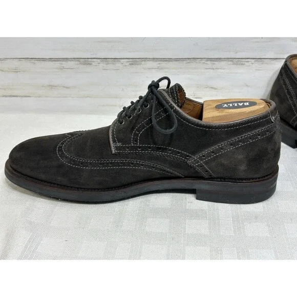 EXCELLENT! Aquatalia Italy Dark Brown Suede Leather Wingtip Shoes Men’s Size 10